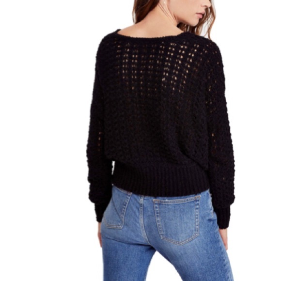 FREE PEOPLE Best Of You Crochet Sweater NWT XS Blk - Picture 3 of 4
